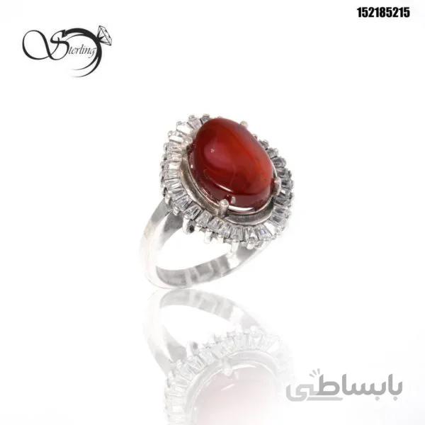 انگشتر نقره با سنگ عقیق یمنی کد:1489