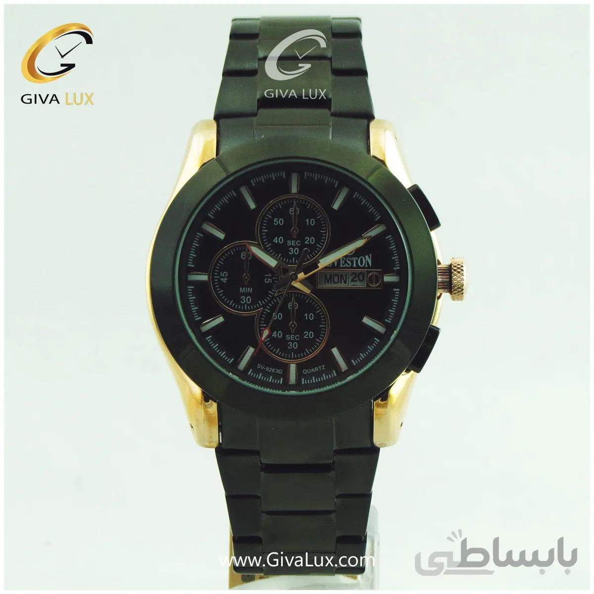 ساعت مچی مردانه طرح سه موتوره سوستون ضد آب مشکی SV-9263
