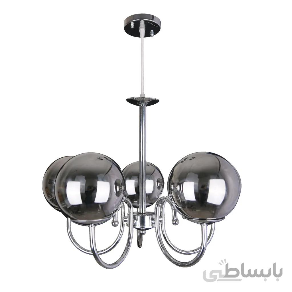 لوستر آویز پنج شعله چشمه نور کد A1219/5C.BK (همراه با لامپ هدیه)