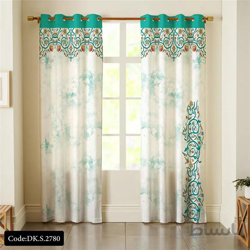پرده پانچی (هازان و مخمل)کد DK.S.2780 طرح ایرانی و سنتی اسلیمی نقوش گلدار