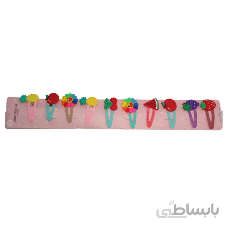 گیر مو فلزی تق تقی رنگی ساده 10 عددی