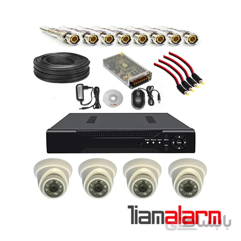 پکیج کامل ۴ دوربین مداربسته دام پلاستیکی LIGHT + دستگاه ۴ کانال ۱۰۸۰N