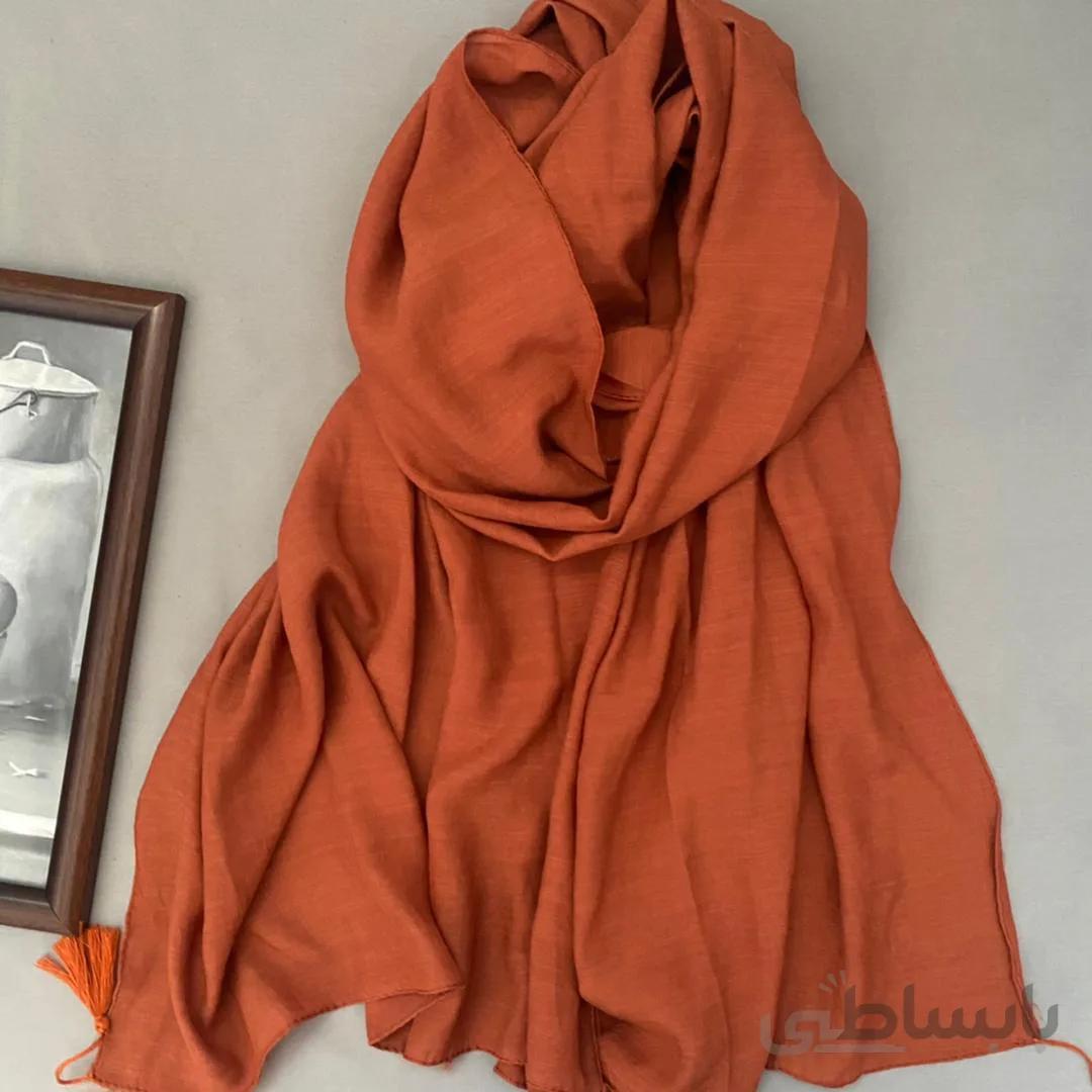 شال نخی بهاره آجری ساده اسلپ 107114 ا 107114