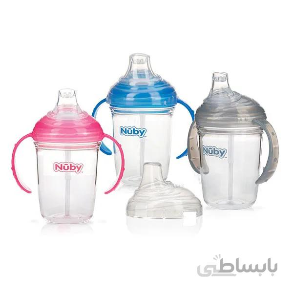 لیوان سوپاپ دار و نی دار 240 میل طرح نابی Nuby