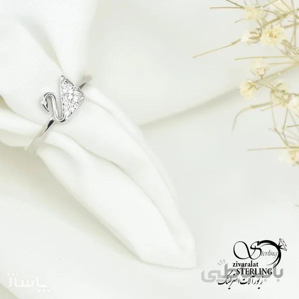 انگشتر نقره زنانه طرح قو سواروسکی کد 702566