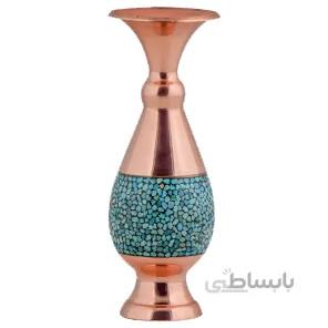 گلدان فیروزه کوب اثر آقاجانی ارتفاع 16 سانتی متر کد GF-42