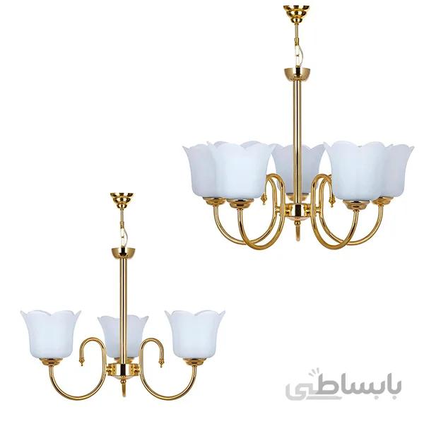 لوستر چشمه نور کد A856/5-3-G-Pro مجموعه دو عددی