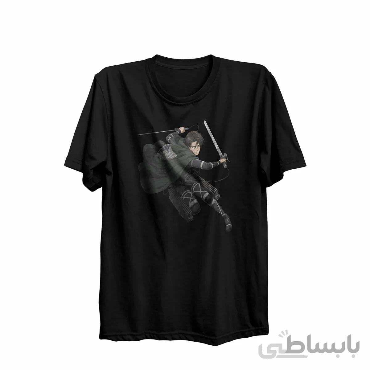 تیشرت یقه گرد مشکی طرح انیمه اتک آن تایتان Attack On Titan کدKCT10429 کد 284793