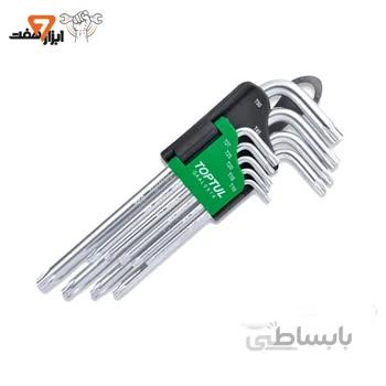 سری آلن فوق بلند ستاره ای تاپ تول مدل GAAL0924 ا TOPTUL 9 Piece Extra Long Coloured Ball End Hex Key Set