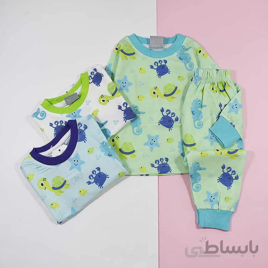 ست بلوز و شلوار راحتی طرح دریایی کد 2132