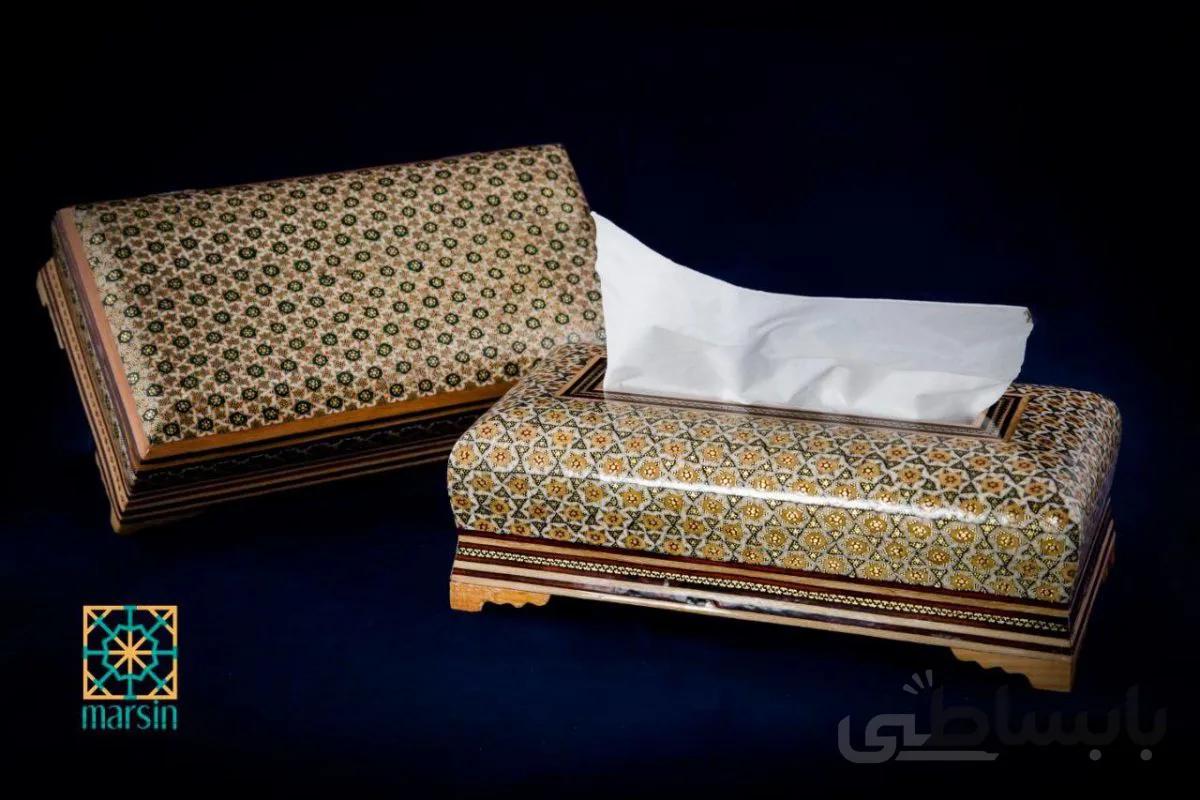 جعبه دستمال کاغذی و جعبه کارد و چنگال خاتم کاری کد 48