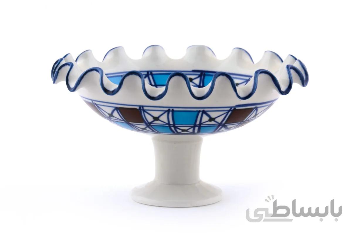 میوه خوری کنگره دار کوچک چینی میبد مروارید طرح شطرنجی