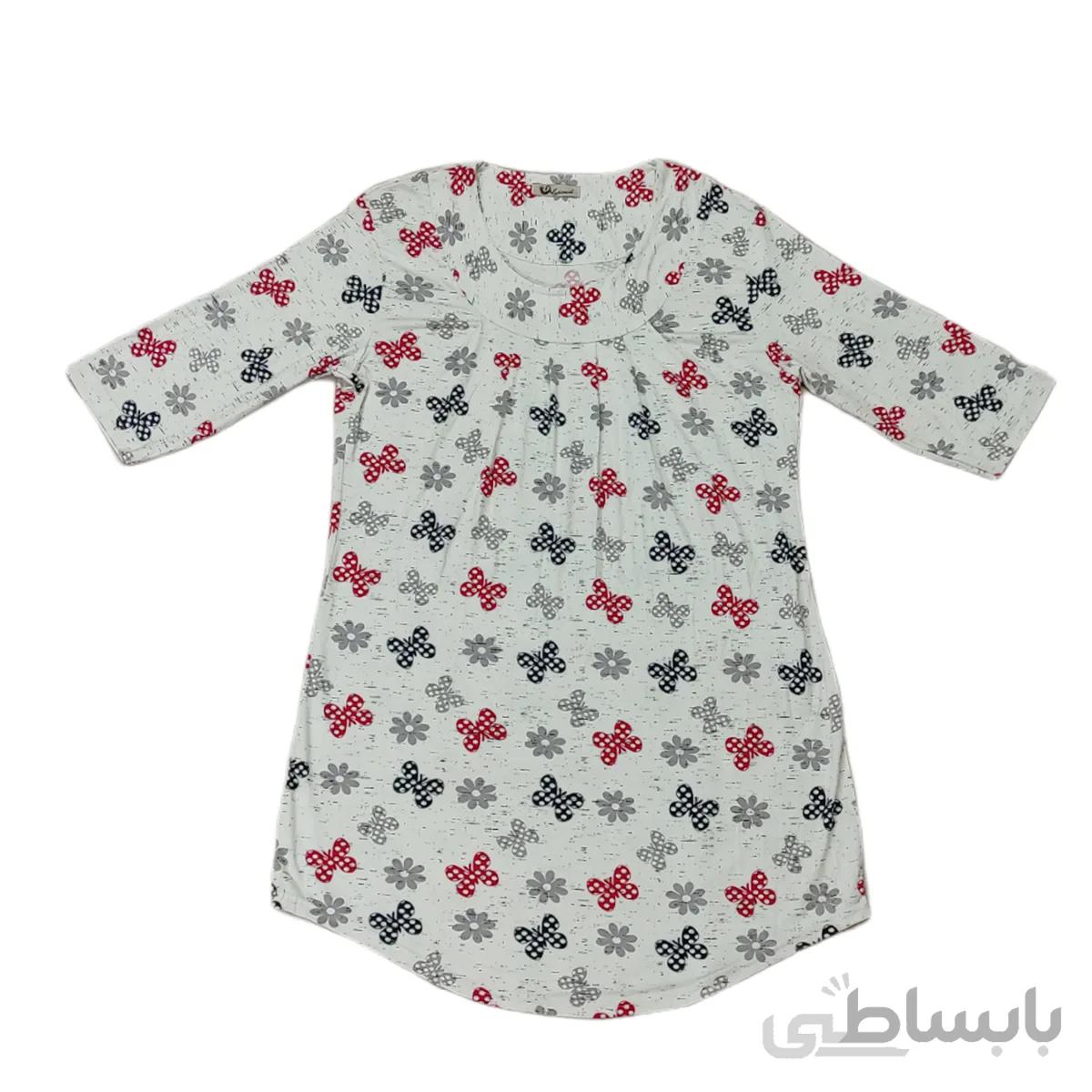 پیراهن راحتی دخترانه یقه گرد