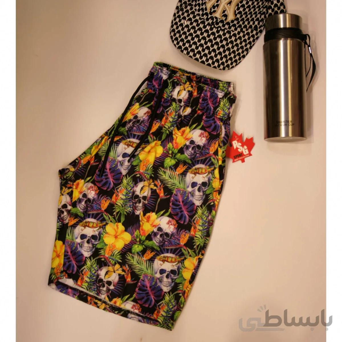 شلوارک هاوایی طرح اسکلت کد 580