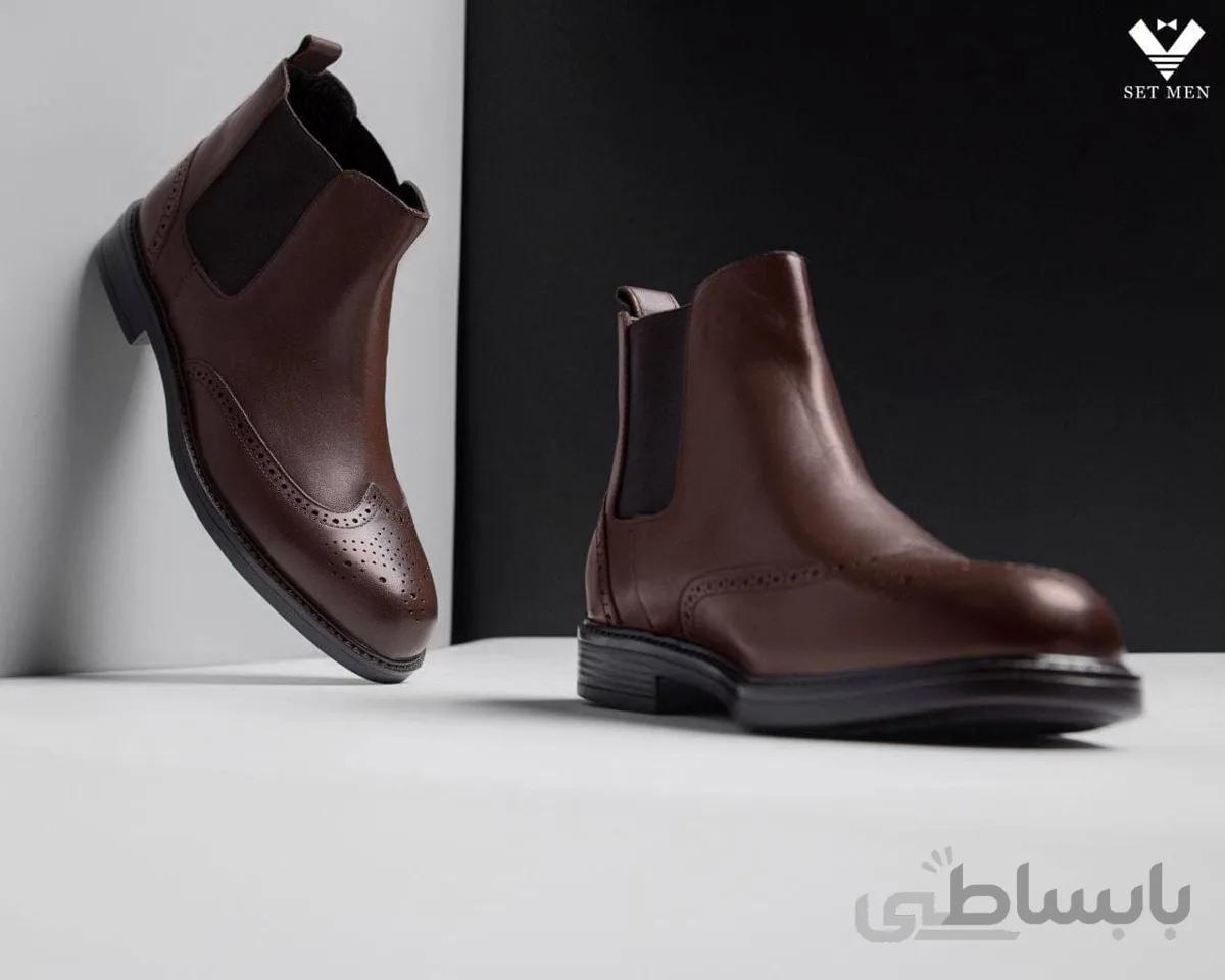 نیم بوت چرم طبیعی مردانه kb105