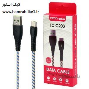 کابل شارژ فست Type-C تسکو TC-C201-مشکی سفید