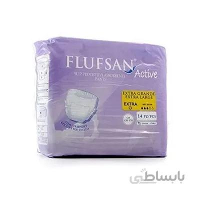 پوشینه بزرگسال شورتی مدل اکسترا سایز خیلی بزرگ فلوفسان اکتیو 14 عددی ا Flufsan Active Slip Protettivi Assorbenti Pants
