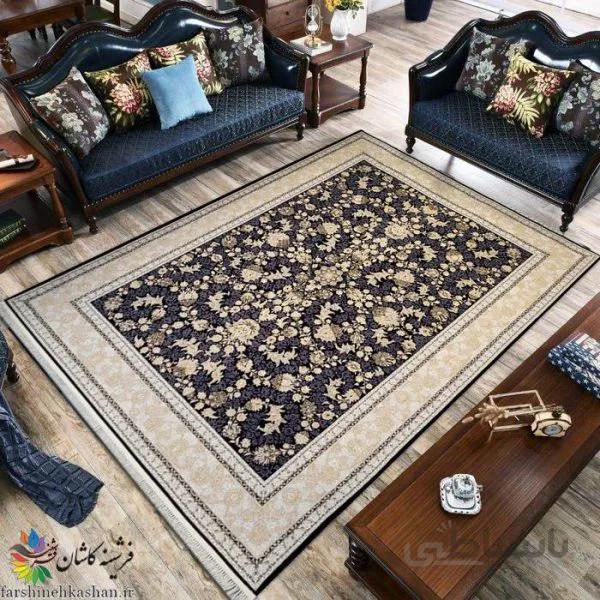 طرح دلکش سرمه ای 1200 شانه گل برجسته طلاکوب
