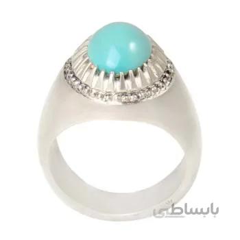 انگشتر نقره مردانه مدل فیروزه نیشابور کد AM_2059