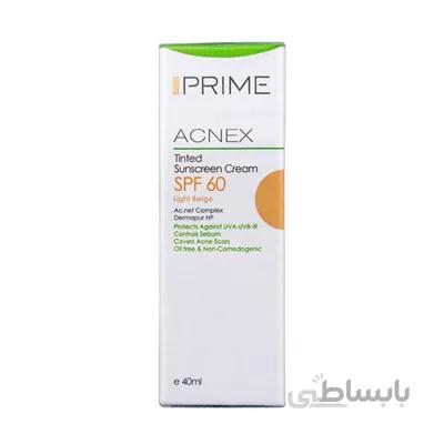 کرم ضد آفتاب رنگی پریم SPF 60 مدل Acnex Prime Acnex Tinted Sunscreen Cream