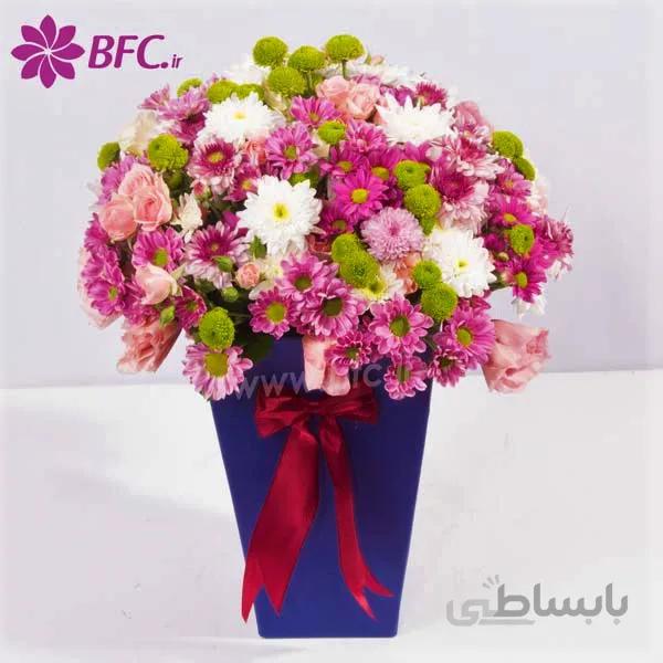 جعبه گل-باکس گل با داودی مینیاتوری و رز مینیاتوری