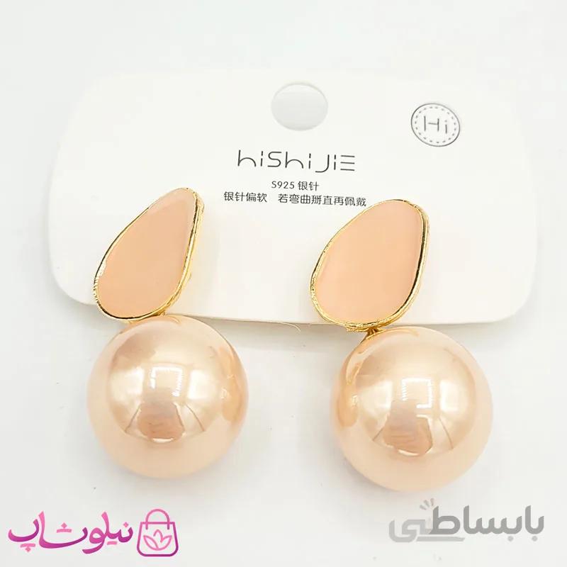 گوشواره آویز زنانه رنگ گلبهی برند hishijie