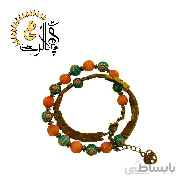 دستبند دو دور سنگ و حدید