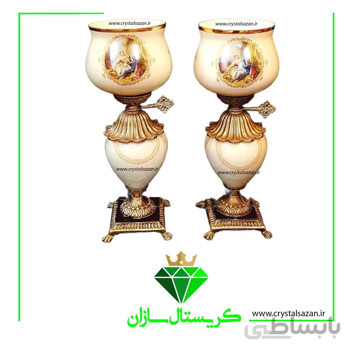 چراغ نفتدان مدل پرنسس رنگ ماربل کریستال سازان کد N1232