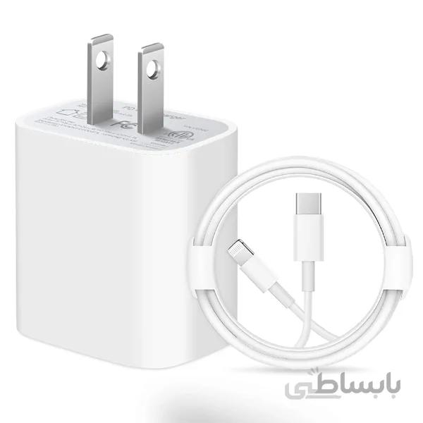 شارژر اپل تایپ سی دیواری ۲۰ وات مدل MU7V2ZM/A بدون کابل درجه یک