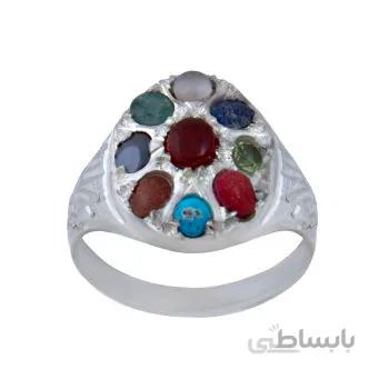 انگشتر نقره مردانه مدل نه جواهر کد AM_026