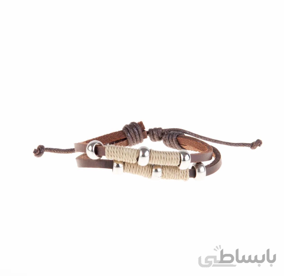 دستبند چرمی کنفی مردانه kM1002