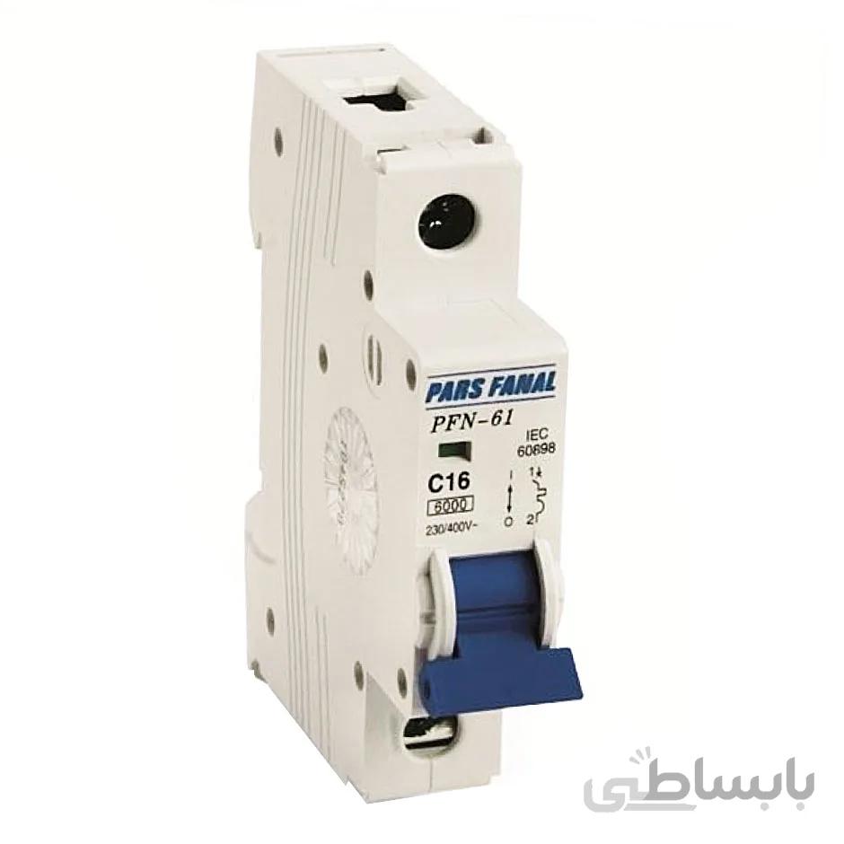 کلید مینیاتوری تک پل 32 آمپر با قدرت قطع 6KA پارس فانال مدل PFN-1P-C32