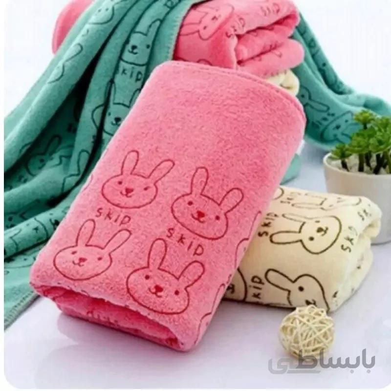 حوله حمام سایز بزرگ نانو طرح خرگوشی استخری با ابعاد 140*75
