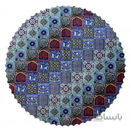 رومیزی مخمل گرد کاشی مرکب