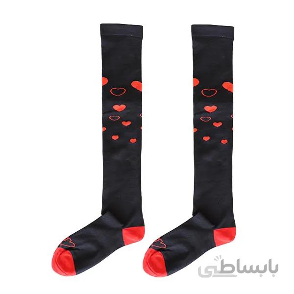 جوراب زنانه بلند مشکی قلب قرمز کد PH491 السوان ا Elswan Happy Socks Code PH491