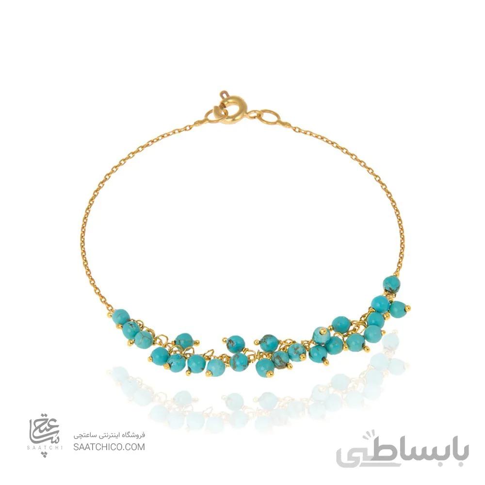 پابند طلا زنانه با سنگ فیروزه کد XA102
