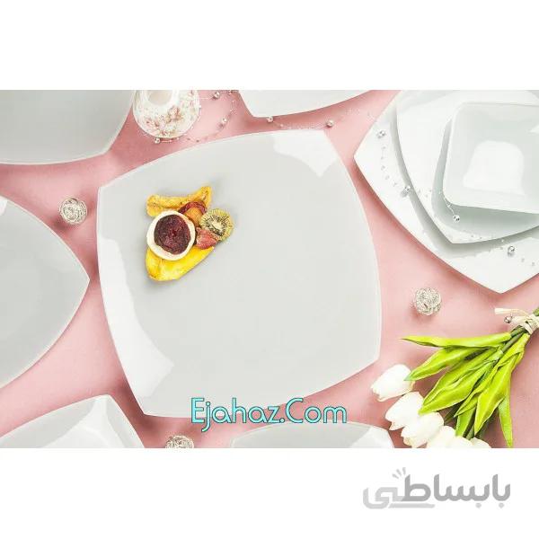 سرویس غذاخوری 25 پارچه ظروف شیشه ای مربع رنگ طوسی آرکوفام