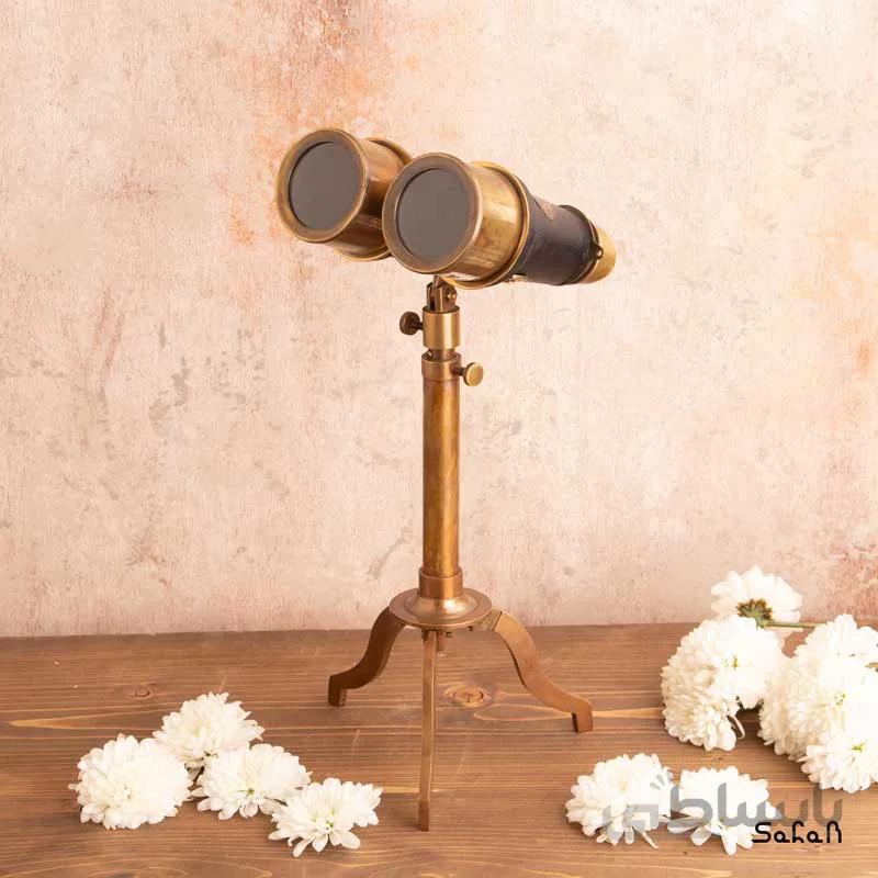 دوربین برنجی طلایی پایه دار دوچشم