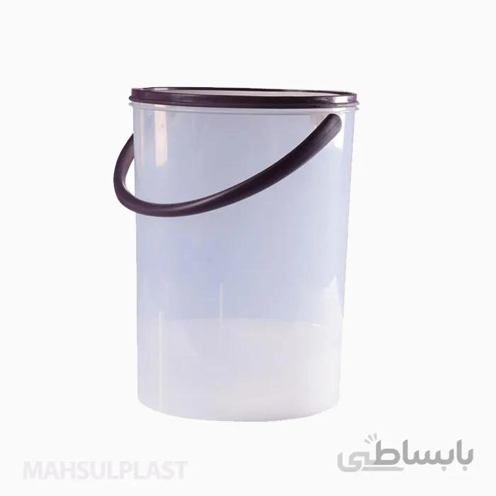 سطل شفاف درب دار دسته پلاستیکی 5 لیتری