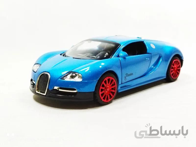 اسباب بازی ماشین بوگاتی شیرون متوسط (Bugatti) موزیکال-چراغدار فلزی آبی