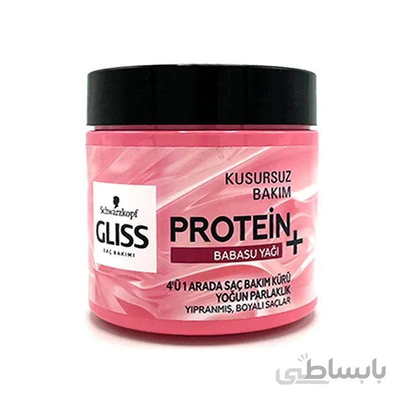 ماسک مو ۴ کاره گلیس مدل پروتئین پلاس حاوی روغن باباسو حجم ۴۰۰ میلی لیتر ا Gliss Protein plus babasu Hair Mask 400ml