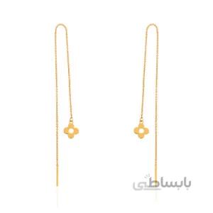 گوشواره بخیه ای طلا طرح گل لویی ویتون کد LE685
