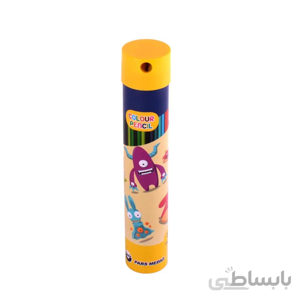 مداد رنگی 12 رنگ پارس مداد جعبه استوانه ای