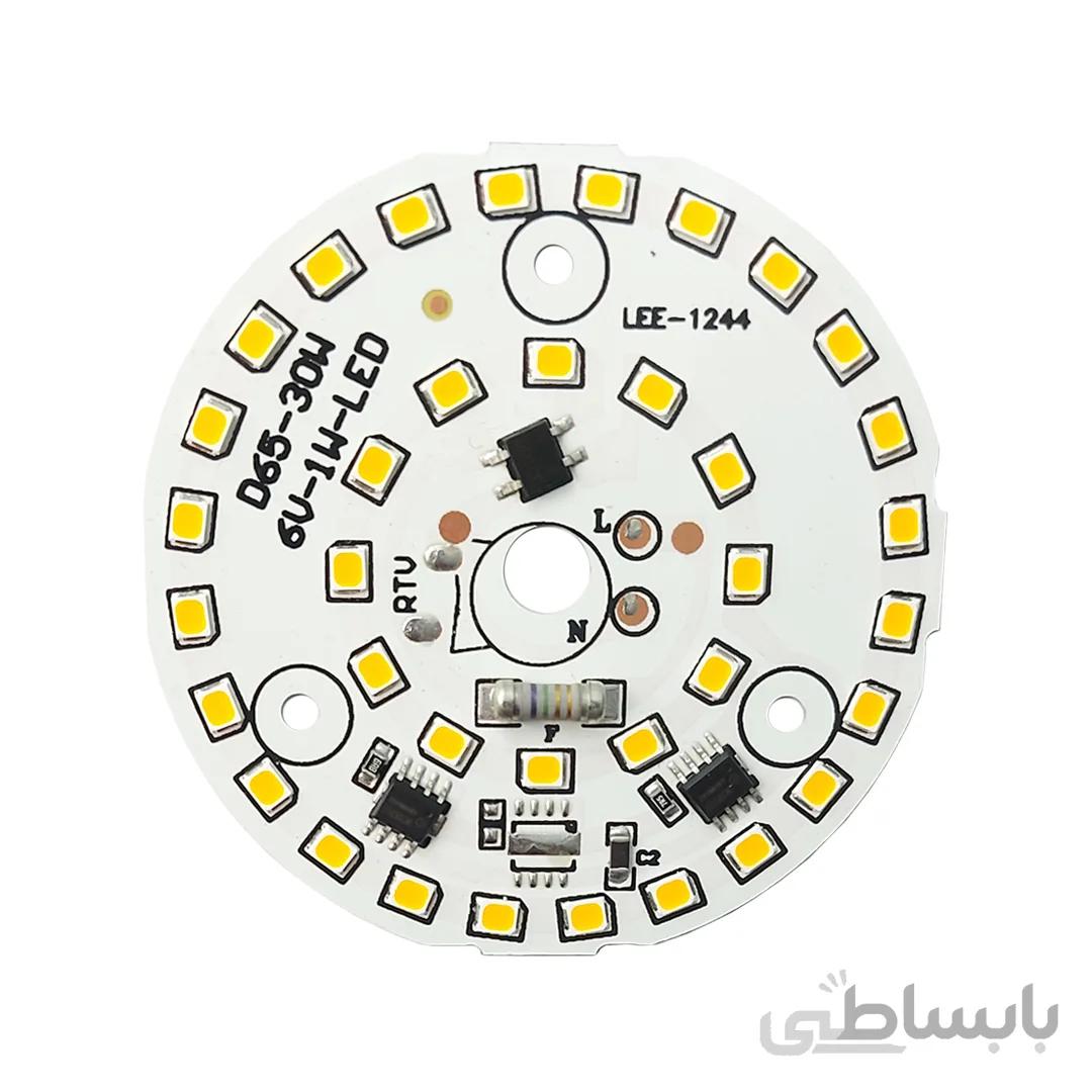 ال ای دی 30 وات 220 ولت سفید آفتابی قطر 65 میلیمتر