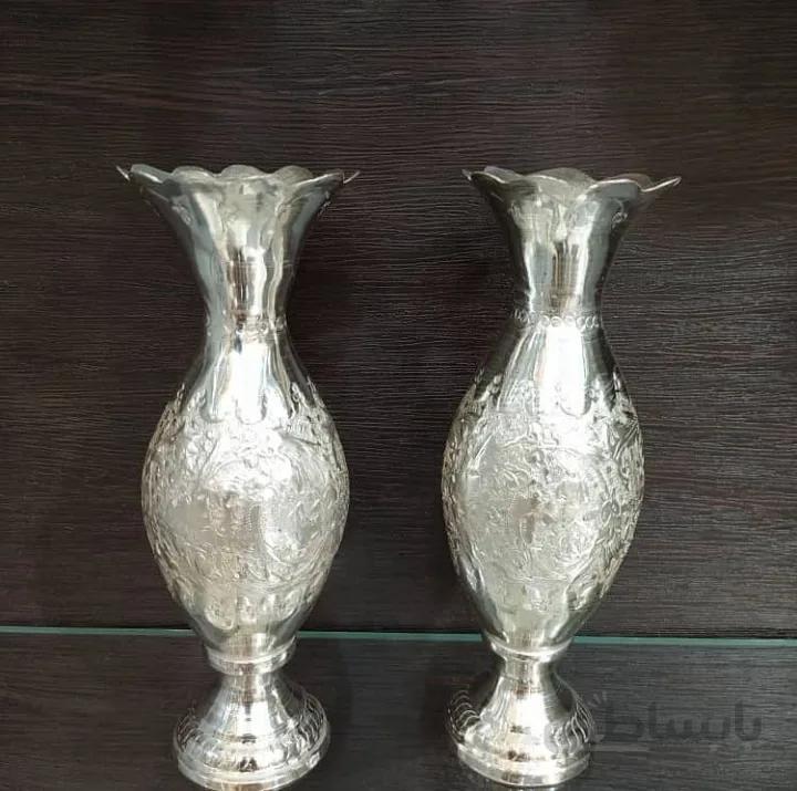 جفت گلدان موشکی نقره نما کد ۱۰۱۵۰۵