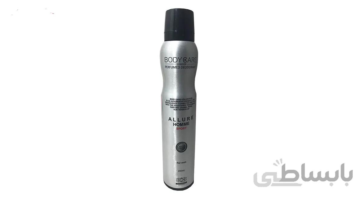 اسپری خوشبو کننده بدن مردانه بادی کر مدل الور چنل حجم 200 میلی لیتر ا Body Care ALLURE CHANEL Perfumed Deodorant 200ml