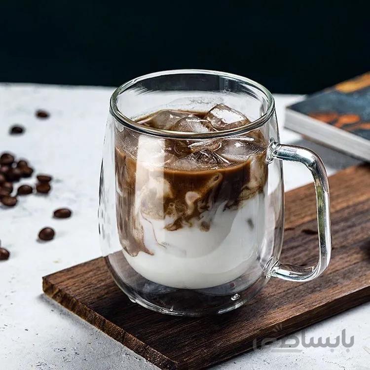 لیوان دوجداره پیرکس دسته دار کد94-66