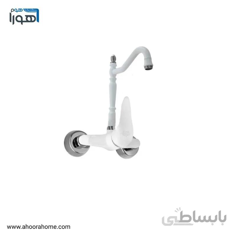 شیر ظرفشويی دیواری مدل رها سفید کروم3عدد