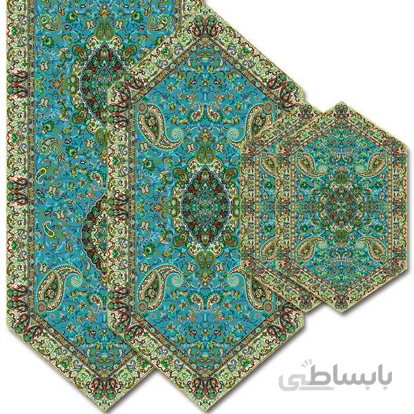 رومیزی مربع ترمه طرح سالار مشکی ابریشم کد 710 کد 410580