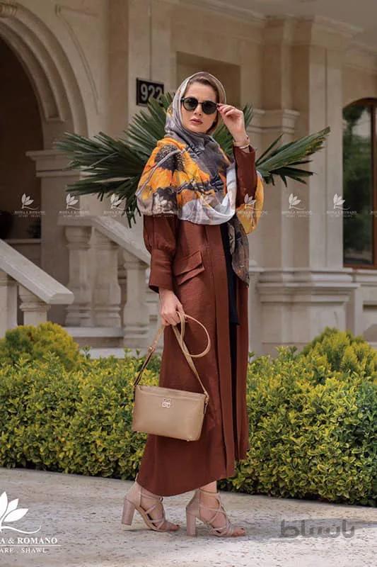 روسری نخی رومانو طرح آفتابگردان